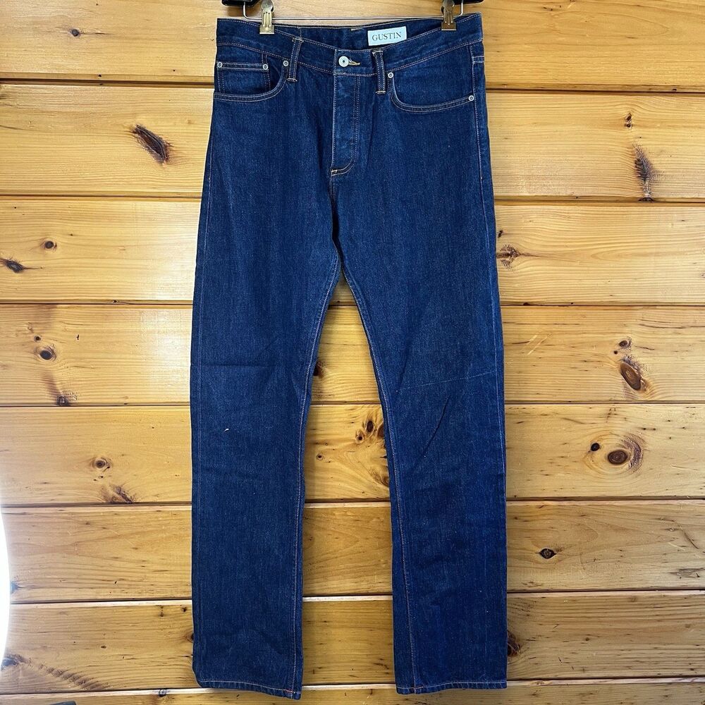 Gustin Selvedge Jeans 35 Blue California Straight Raw Denim Made USA Workwear